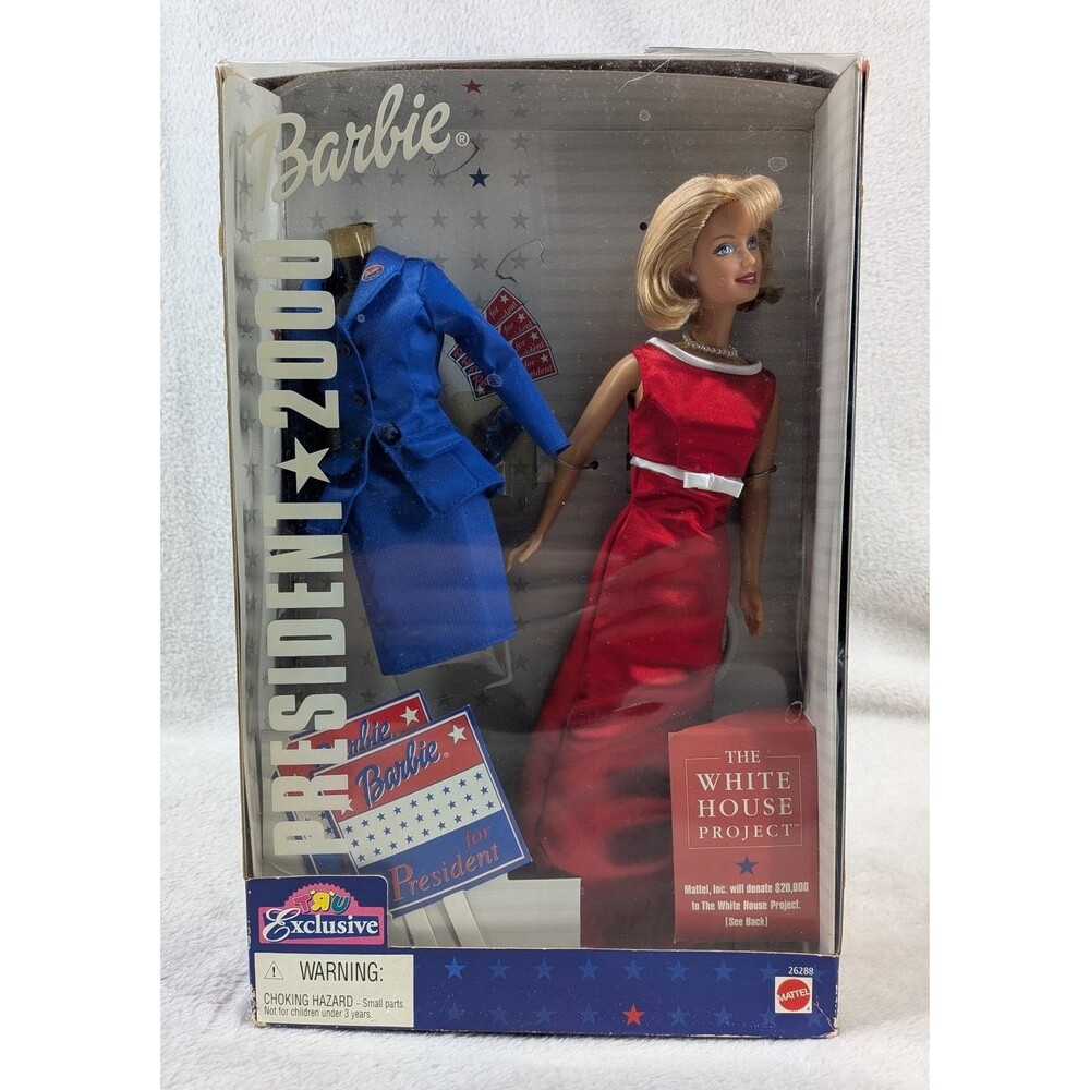 Barbie President 2000 Doll w/Outfit & Sign Exclusive 1999 Mattel